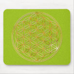 Blume des Lebens / gold big green splatter BG Mauspads
