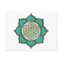 Blume des Lebens Lotus - türkis / transparent Postkarte