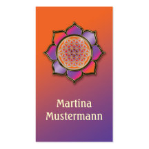 Blume des Lebens Lotus violet orange Business Card