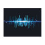 Blurry abstract audio wave light effect post card