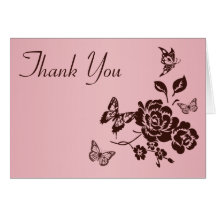 Blush Pink and Brown Floral Thank You Card