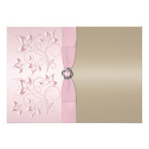 Blush Pink and Champagne Floral Invitation