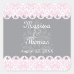 Blush Scalloped Damask Wedding Sticker