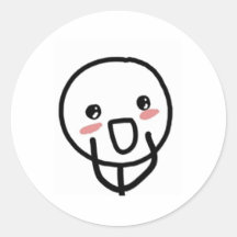 Blushing Comic Face Round Sticker