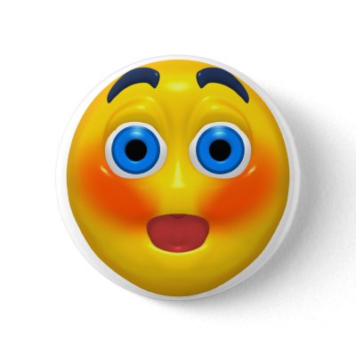 Blushing Smiley Pinback Buttons by SmileyFaceStore