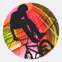 BMX in Lines & Circles Round Sticker
