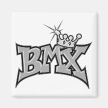 BMX king text design grayscale Magnet