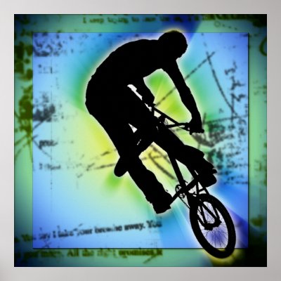 BMX Mountain Biking Print by beverlytazangel