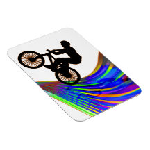 BMX on a Rainbow Road Flexible Magnets