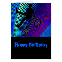 BMX on Fractal Movie Marquee Greeting Cards