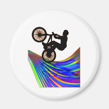BMX on Rainbow Road Refrigerator Magnet