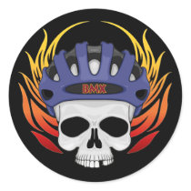BMX Skull Round Stickers