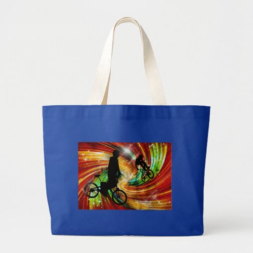 BMXers in Red and Orange Grunge Swirls Canvas Bags