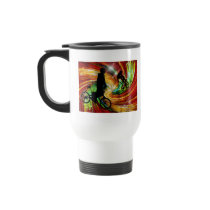 BMXers in Red and Orange Grunge Swirls Coffee Mug