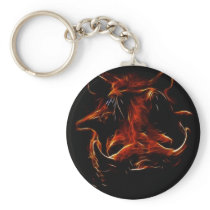 Boar coming out of the dark keychain