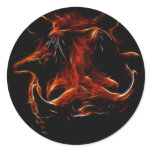 Boar coming out of the dark round stickers
