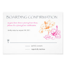 Boarding Pass RSVP Card Custom Announcements