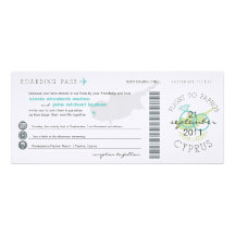 Boarding Pass to Paphos Cyprus Wedding Invitation