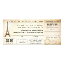 boarding pass wedding tickets- invitations PARIS