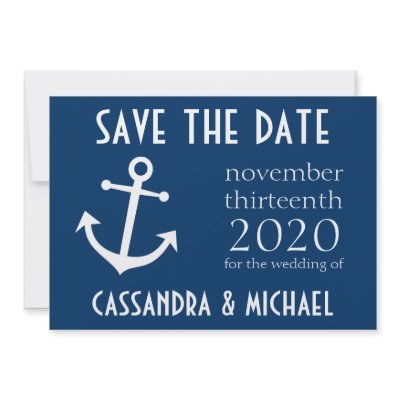 Boat Anchor Save The Date (Dark Blue) by WindyCityStationery