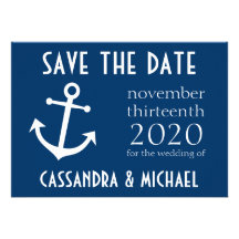 Boat Anchor Save The Date (Dark Blue) Announcements