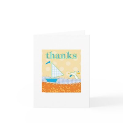 Boat and Whale Thank You Card by OrangeOstrichDesigns