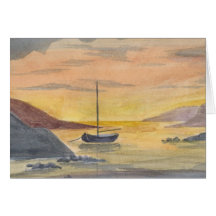 Boat at Sunset Greeting Card