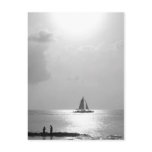 Boat at sunset postcards