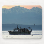 Boat Before The Mountain Mouse Pad
