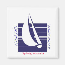 Boat Blue Square_UpDownSydney magnet