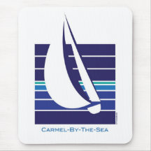 Boat Blues Square_Carmel-by-the-sea mousepad