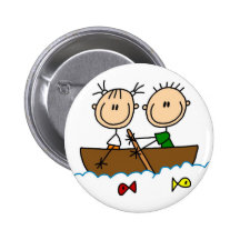 Boat Fishing Stick Figure Button