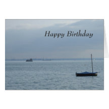 Boat & Harbour  Birthday Card