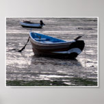 Boat in Lindisfarne harbour posters