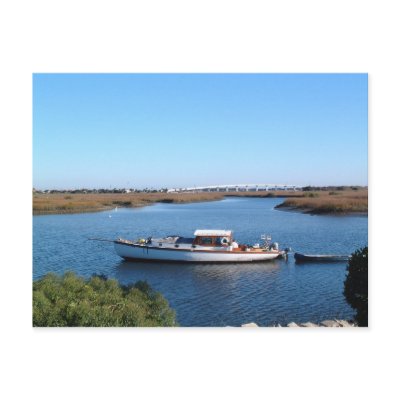 Boat on a river postcard by bkang22