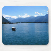 Boat on Lake Geneva Mouse Mat