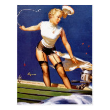 Boating Pin-Up Post Card