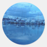 Boats And Reflections At Royal Perth Yacht Club Round Stickers