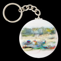 BOATS AS A PAINTING keychains