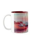 BOATS AT SUNSET mugs