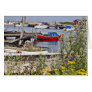 Boats docked in small harbour