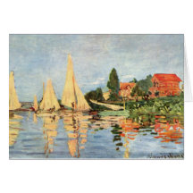 Boats in Harbour painting Greeting Cards