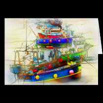 BOATS IN ST. IVES HARBOUR cards