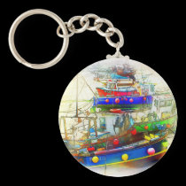 BOATS IN ST. IVES HARBOUR keychains