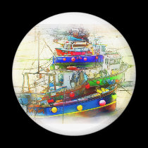 BOATS IN ST. IVES HARBOUR magnets
