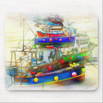 BOATS IN ST. IVES HARBOUR mousepads