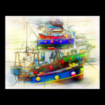 BOATS IN ST. IVES HARBOUR posters