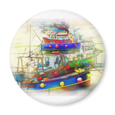 BOATS IN ST. IVES HARBOUR REFRIGERATOR MAGNET by anthonyhedger