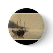 Boats in the Mist by Seitei Watanabe 1851- 1918 Pinback Button
