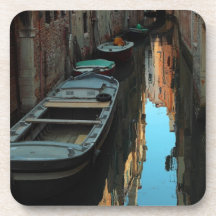 Boats on Canal Water Venice Italy Buildings Drink Coaster
